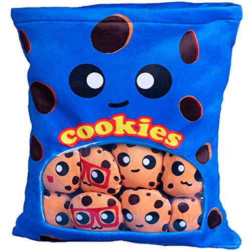REFAHB Yummy Cookie Stuffed Toy Game Pillow Cute Plush Cushion Delicious Food Dessert Package Birthday Gift 8pcs a Bag Blue - Image 1