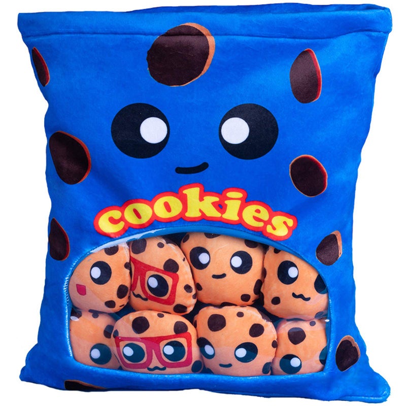REFAHB Yummy Cookie Stuffed Toy Game Pillow Cute Plush Cushion Delicious Food Dessert Package Birthday Gift 8pcs a Bag Blue - Image 2