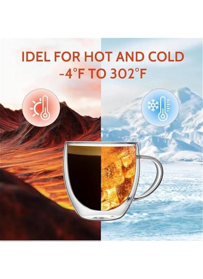HOOKOR Double Wall Glass Coffee Mugs - Insulated Clear Coffee Mugs Set of 2, Perfect for Espresso, Cappuccino, Latte, Americano, Tea Bag, Beverage (250ml)  - Image 2