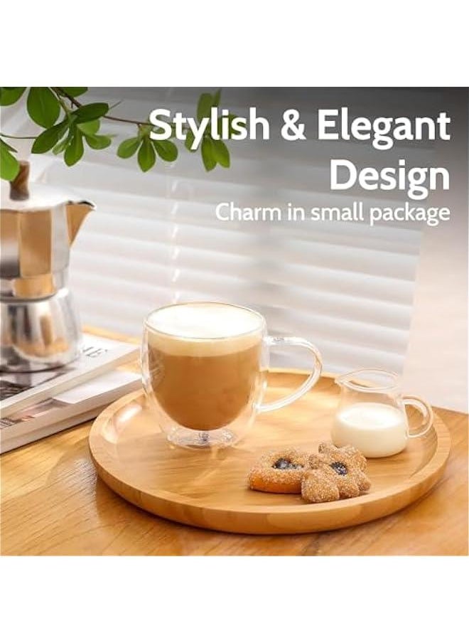 HOOKOR Double Wall Glass Coffee Mugs - Insulated Clear Coffee Mugs Set of 2, Perfect for Espresso, Cappuccino, Latte, Americano, Tea Bag, Beverage (250ml)  - Image 3