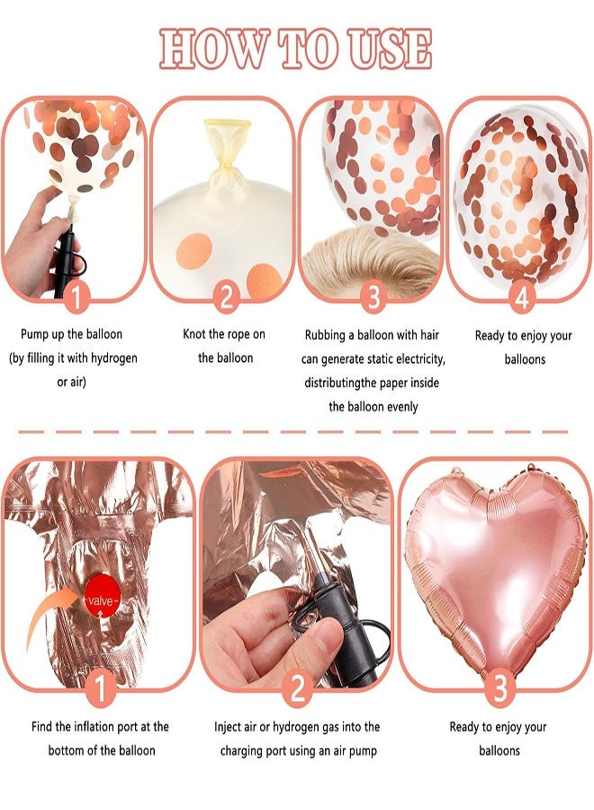 62PCS Rose Gold Birthday Party Decorations, Rose Gold Theme Party Decorations Set with Happy Birthday Banner, Rose Gold Fringe Curtain, Heart Star Foil Confetti Balloons, Hanging Swirls for Women Girls Birthdays Princess Party - Image 4