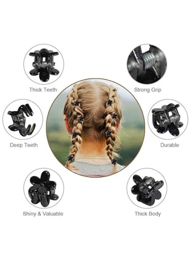 30-piece Lotus Flower Mini Hair Clip Set - Strong and Durable Hair Grips for Girls and Women, Glossy Black - Image 5
