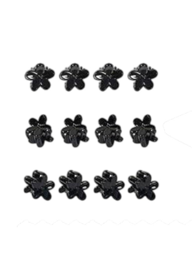 30-piece Lotus Flower Mini Hair Clip Set - Strong and Durable Hair Grips for Girls and Women, Glossy Black - Image 1
