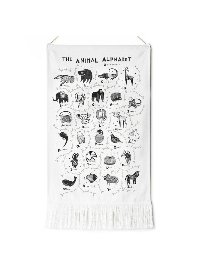Wee Gallery Animal Alphabet Tapestry - Organic Cotton Fabric Wall Art Decor for Baby, Kids, Nursery, Playroom, Educational - Image 1