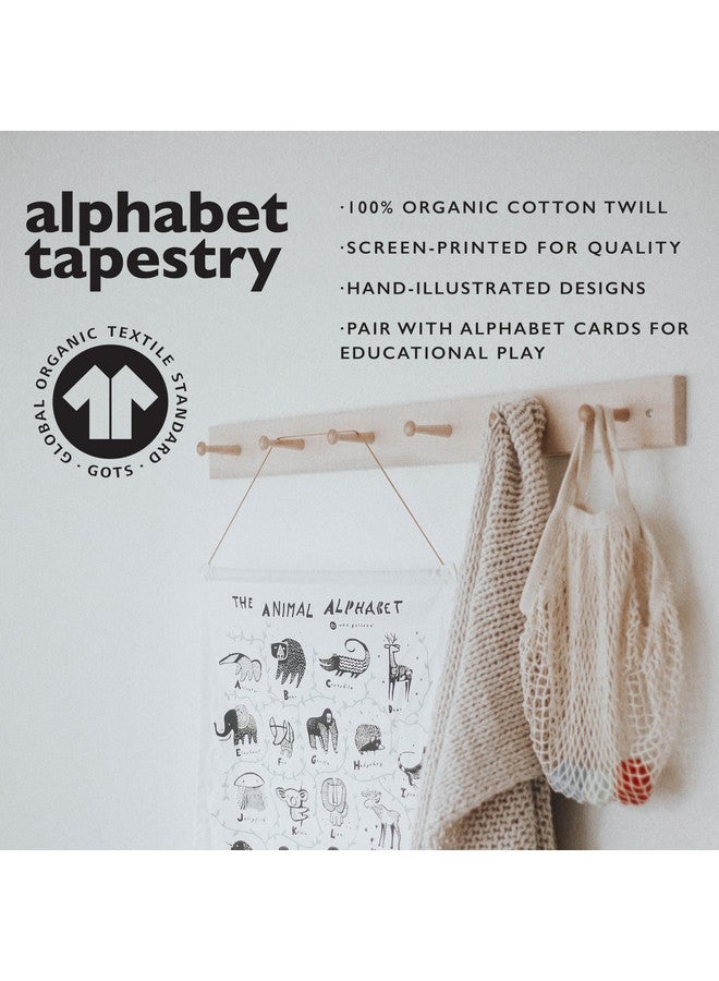 Wee Gallery Animal Alphabet Tapestry - Organic Cotton Fabric Wall Art Decor for Baby, Kids, Nursery, Playroom, Educational - Image 2