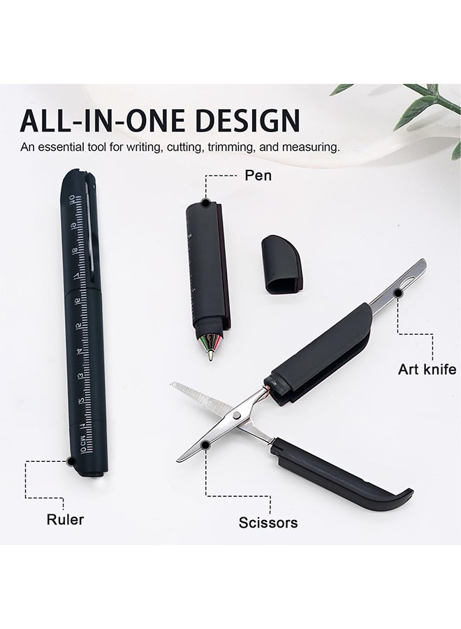 3Pcs Multi-Tool Pen with Scissors, Ruler, and Art Knife – Portable 4 in 1 Utility Pen for Travel and Daily Use - Image 3
