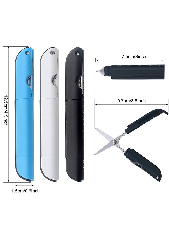 3Pcs Multi-Tool Pen with Scissors, Ruler, and Art Knife – Portable 4 in 1 Utility Pen for Travel and Daily Use - Image 2