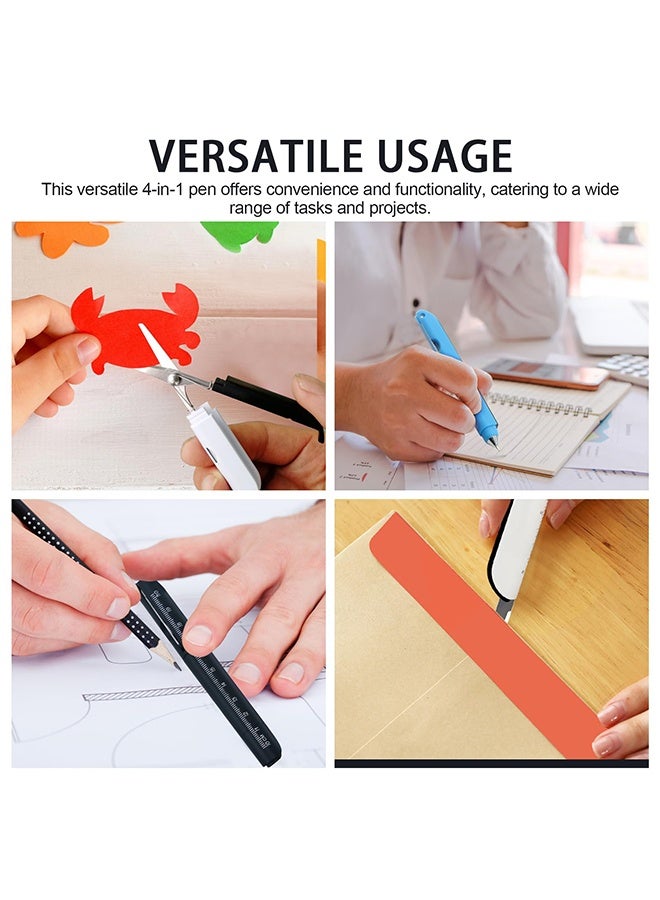 3Pcs Multi-Tool Pen with Scissors, Ruler, and Art Knife – Portable 4 in 1 Utility Pen for Travel and Daily Use - Image 4