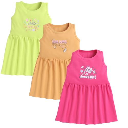 EIO Girls Cotton Frock Dress Combo Pack et | Multicolor Knee Length Casual Dresses for Kids | Soft & Breathable Summer Wear Outfit Frock Set - Image 1