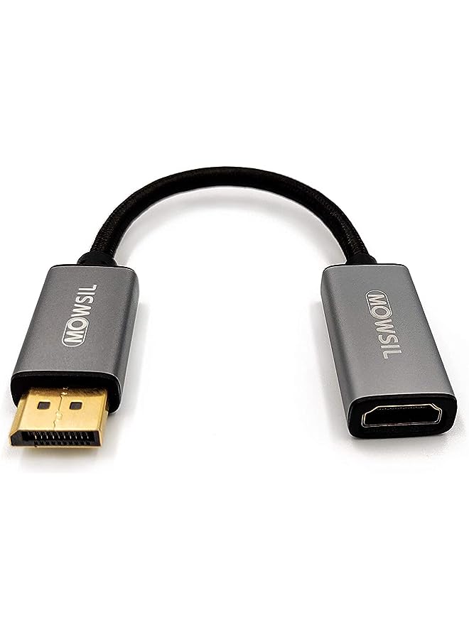 MOWSIL Display Port to HDMI Port Adapter, 13 cm Length, Grey - Image 1