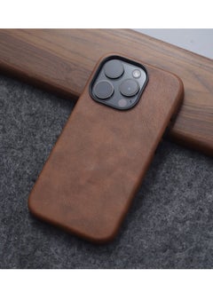 Generic For iPhone 16 Pro Leather Case, Business Luxury Classic PU Leather Elegant Designer Men Cover Soft Non-Slip Grip Phone Cases for iPhone 16 Pro  - Image 2
