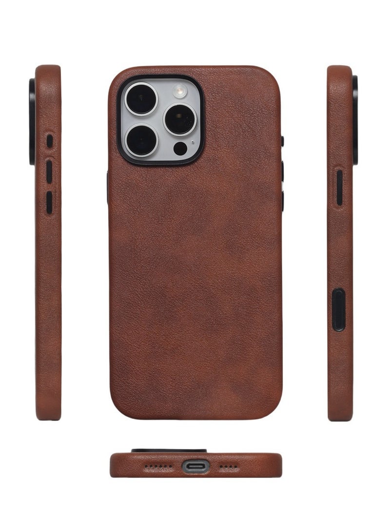 YANCI For iPhone 16 Pro Leather Case, Business Luxury Classic PU Leather Elegant Designer Men Cover Soft Non-Slip Grip Phone Cases for iPhone 16 Pro - Image 1