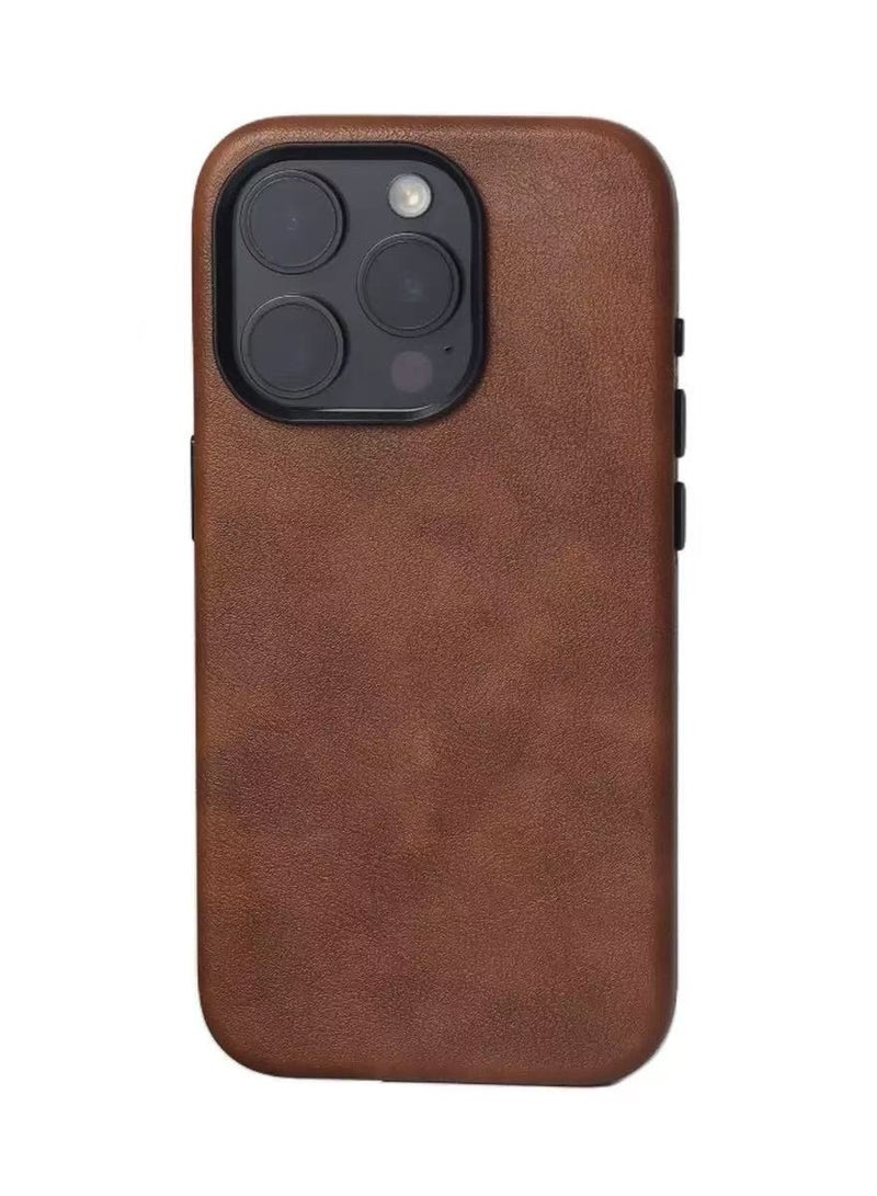 YANCI For iPhone 16 Pro Leather Case, Business Luxury Classic PU Leather Elegant Designer Men Cover Soft Non-Slip Grip Phone Cases for iPhone 16 Pro - Image 3