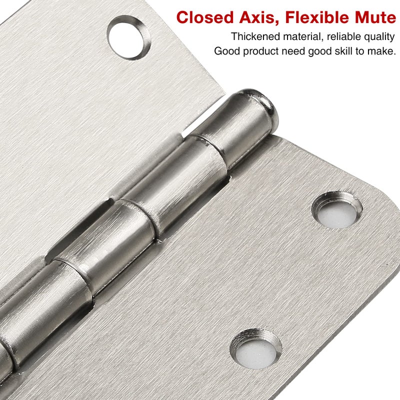 TDCHINGES 24 Pack Brushed Nickel Door Hinges 3.5 X 3 1/2 Inch Interior Rounded 5/8"" Radius Corners Iron Bifold Silver Residential Satin Nickels Hinge For Doors Hardware Kit Office Bedroom Study Living Room - Image 4