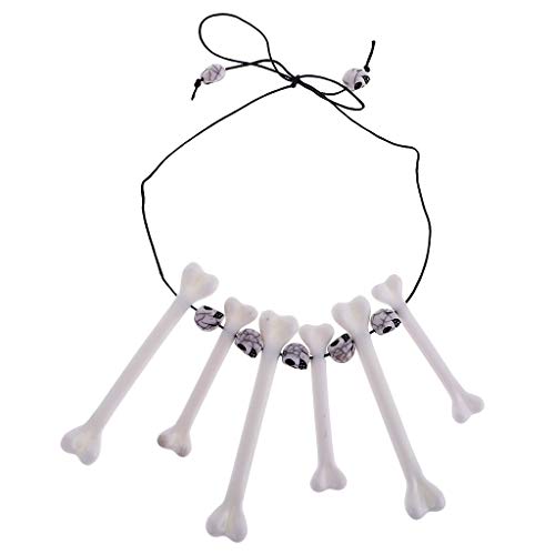 FRECI Skeleton Bone Necklace Halloween Jewelry Costume Fancy Dress for Women Men White - Image 1