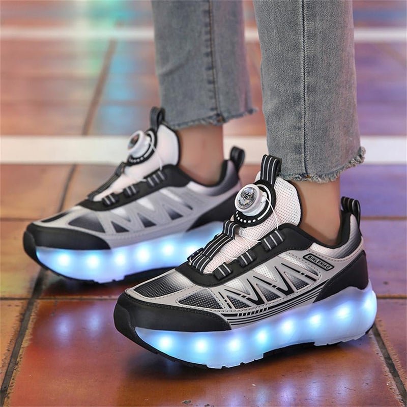 HFXC Roller Skates 4 Wheels Shoes for Kids - New Upgrade Skates Sneakers LED Light Up Rechargeable Sport Sneaker for Boys Girls Beginner More Balanced - Image 3