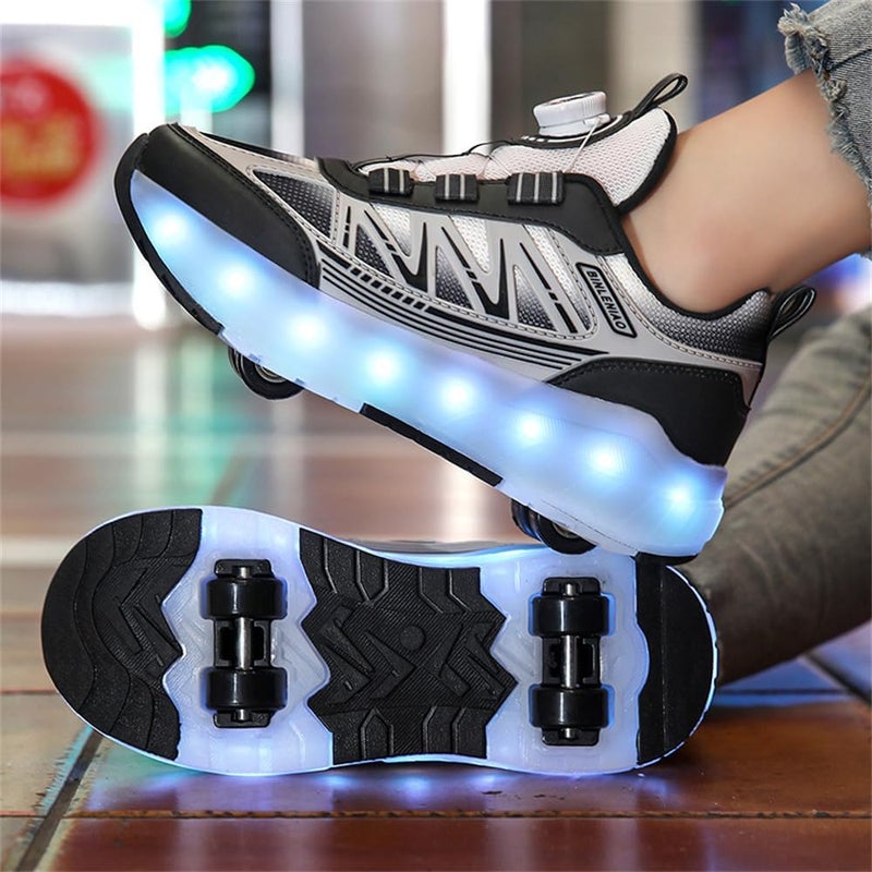HFXC Roller Skates 4 Wheels Shoes for Kids - New Upgrade Skates Sneakers LED Light Up Rechargeable Sport Sneaker for Boys Girls Beginner More Balanced - Image 5