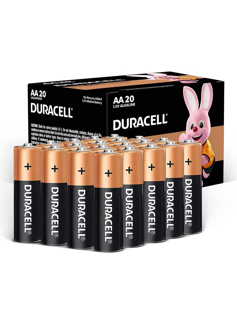 دوراسيل بطاريات AA 1.5 فولت قلوية LR06 ذات طاقة تدوم طويلاً - عبوة من 20 قطعة - Image 2