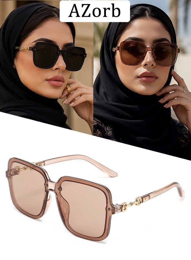 AZorb Sunglasses Women Modern Square Sun Glasses UV Protection Elegant Ladies Shades Sun Glas for Women Oversized Women’s Sunglasses Classic Sunglass for Women Ring Link Style - Image 1