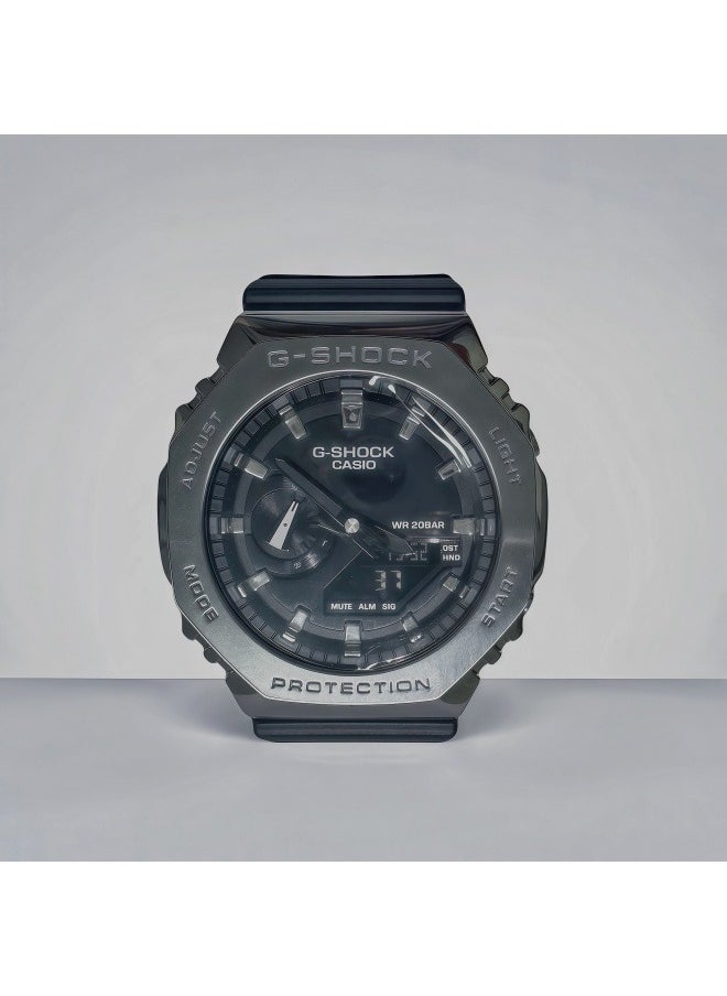 CASIO G-Shock Metal Covered Octagonal Black Resin Band Watch GM-2100  - Image 1