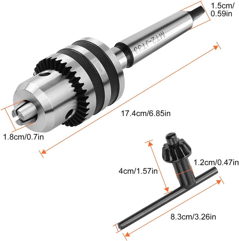 Acrux7 1/32"- 5/8" MT2 Drill Chuck for Lathe, JT33 Drill Chuck with Morse Taper 2 Arbor & Chuck Key - Image 2