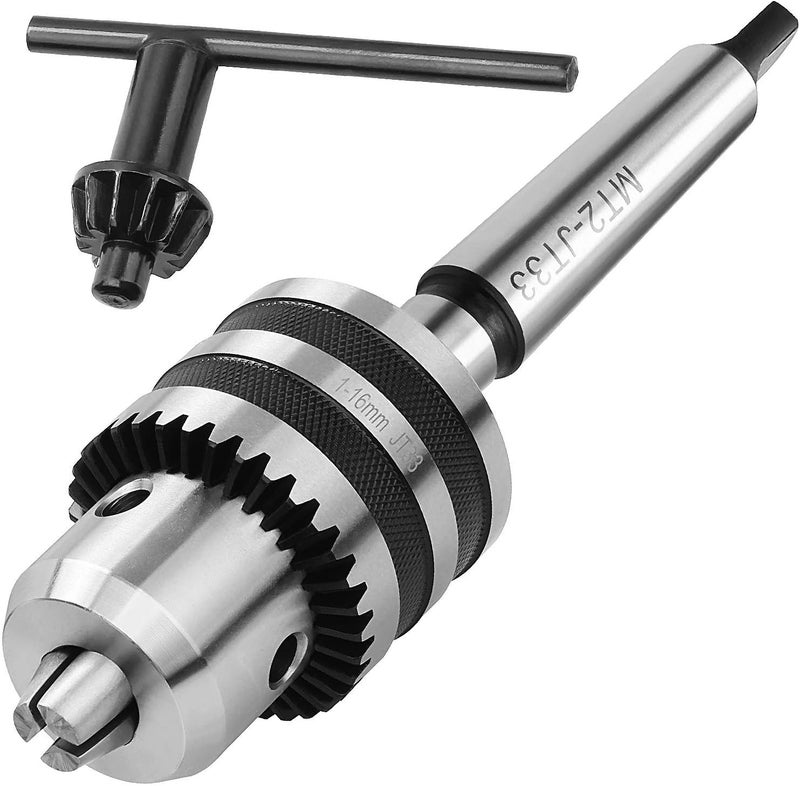 Acrux7 1/32"- 5/8" MT2 Drill Chuck for Lathe, JT33 Drill Chuck with Morse Taper 2 Arbor & Chuck Key - Image 1