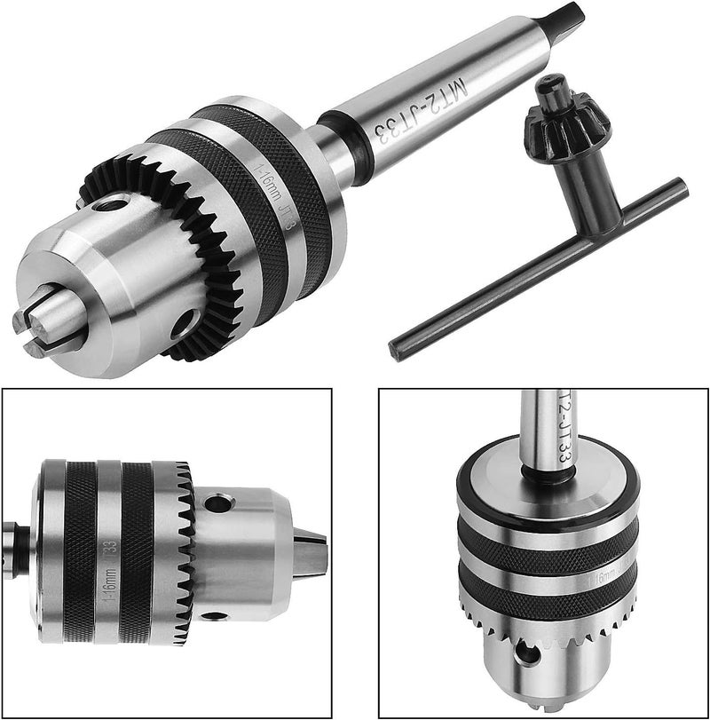 Acrux7 1/32"- 5/8" MT2 Drill Chuck for Lathe, JT33 Drill Chuck with Morse Taper 2 Arbor & Chuck Key - Image 3