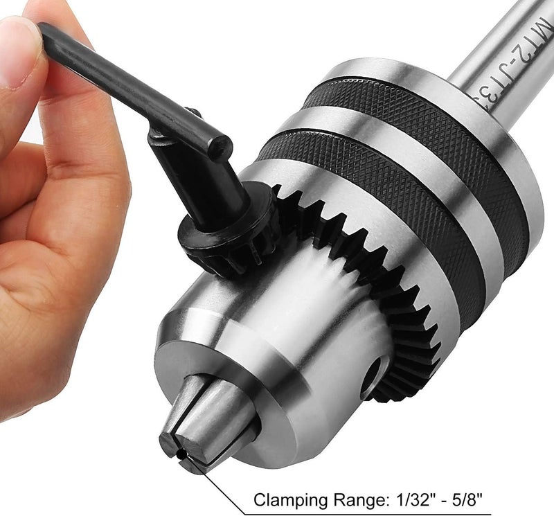Acrux7 1/32"- 5/8" MT2 Drill Chuck for Lathe, JT33 Drill Chuck with Morse Taper 2 Arbor & Chuck Key - Image 4