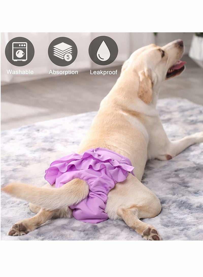SYOSI Dog Diapers Puppy Diapers for Female Highly Absorbent Dog Heat Panties Reusable Washable Female Dog Diapers Large Pack of 3 (Purple Pink Grey) - Image 3