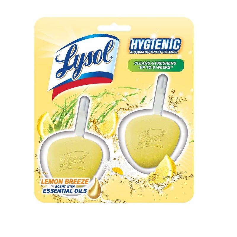 Lysol Hygienic Automatic Toilet Bowl Cleaner, Lemon Breeze, 2ct - Image 1