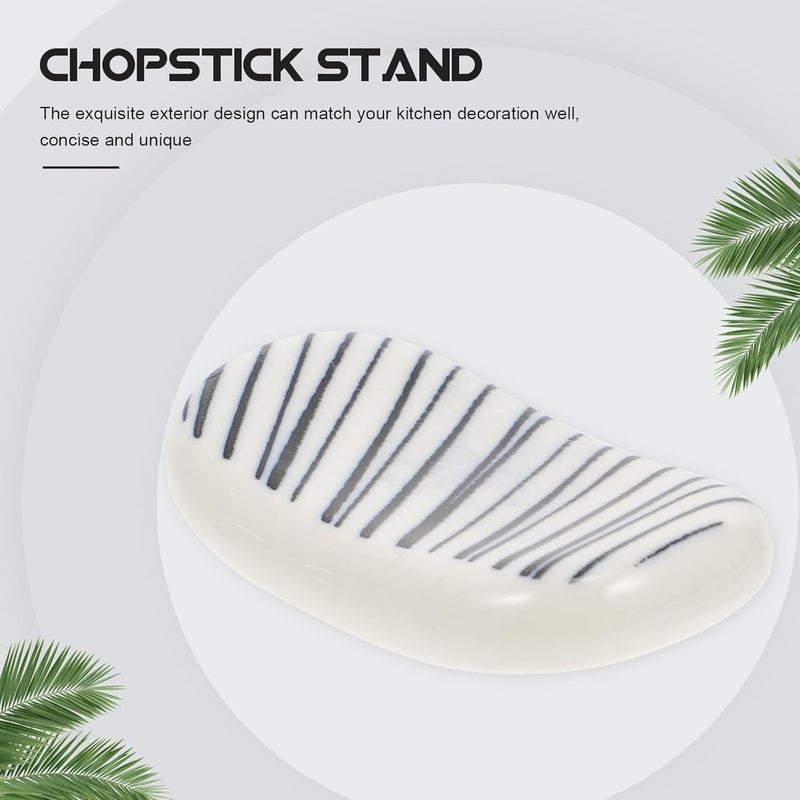 iplusmile Ceramic Japanese Chopstick Holders and Spoon Rests 10pcs Set Blue Stripe Porcelain Mini Chopstick Stands for Home Dining Tableware - Image 4