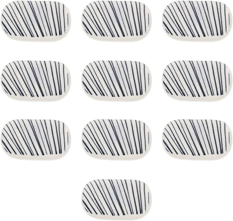 iplusmile Ceramic Japanese Chopstick Holders and Spoon Rests 10pcs Set Blue Stripe Porcelain Mini Chopstick Stands for Home Dining Tableware - Image 1