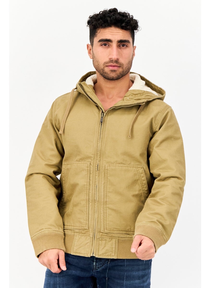 American Eagle - Men Plain Denim Jacket, Khaki - Image 1