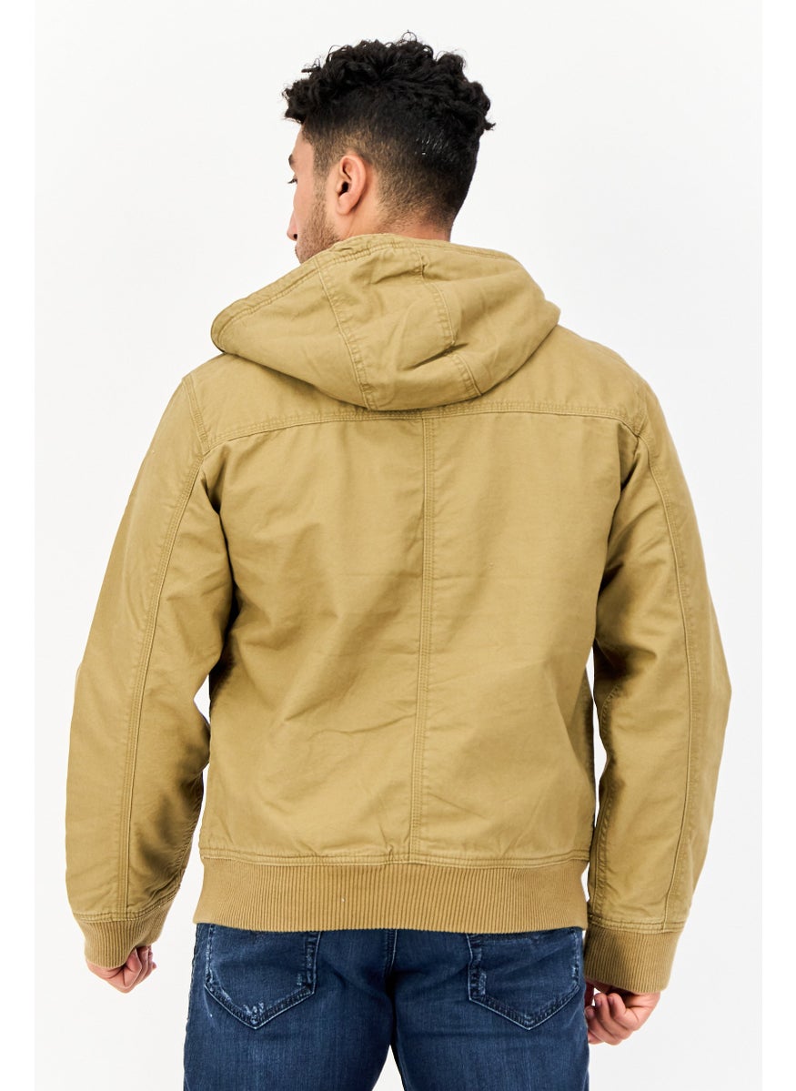 American Eagle - Men Plain Denim Jacket, Khaki - Image 1