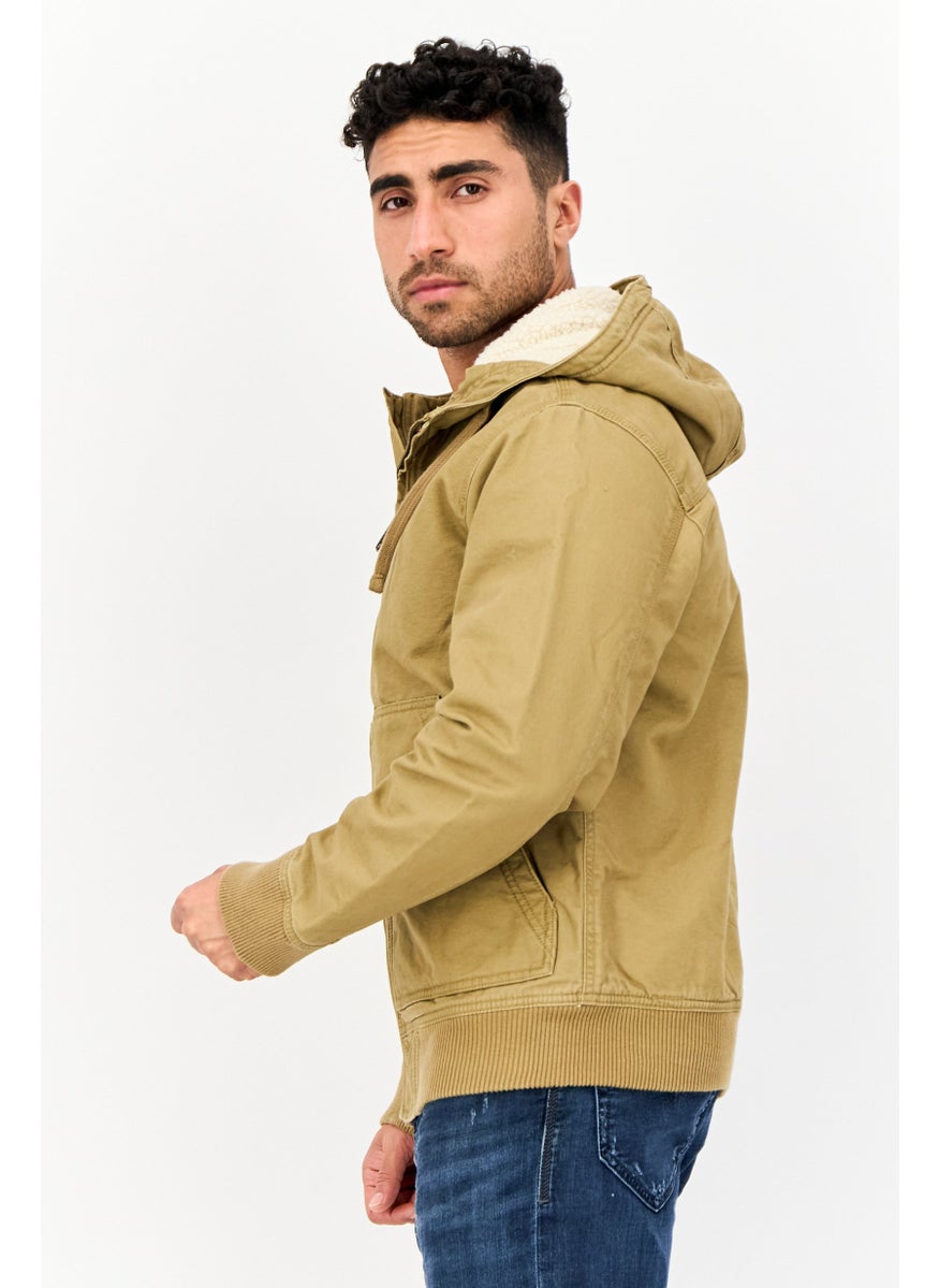American Eagle - Men Plain Denim Jacket, Khaki - Image 1