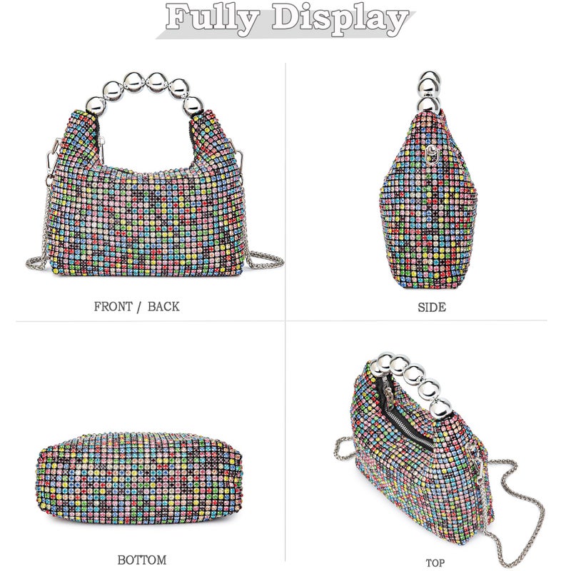 BBTT.ful Sparkling Women's Evening Handbags Rhinestone Purse Crossbody Bag Wedding Prom Party Club Purses(colorful) - Image 5