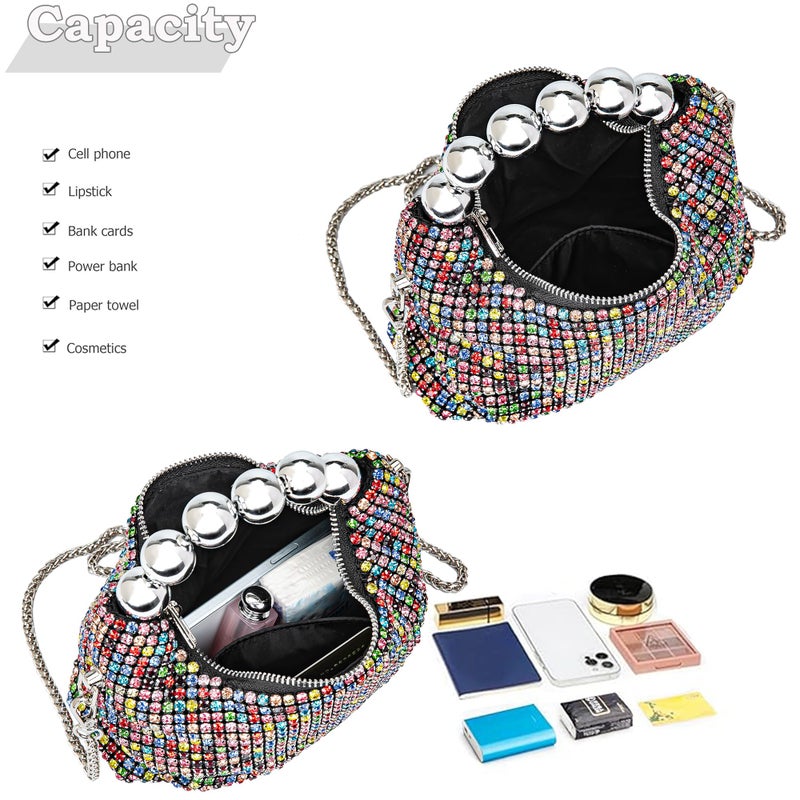 BBTT.ful Sparkling Women's Evening Handbags Rhinestone Purse Crossbody Bag Wedding Prom Party Club Purses(colorful) - Image 3