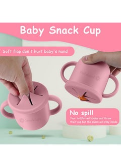 Snowie Soft ® Silicone Sippy Cup With Straw Baby Cup Silicone Training Cup With 2 In 1 Lid, Teether Straw & Draining Lid, Bpa-Free Spill Proof Non-Slip Baby Straw Cups 6-12 Months Toddlers (Pink)  - Image 3