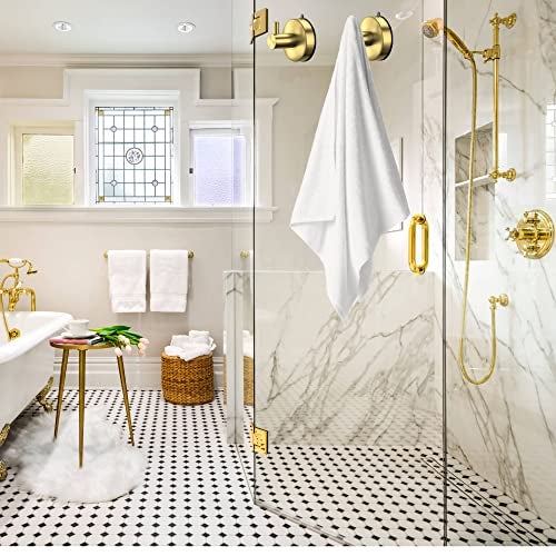 DGYB Suction Cup Hooks for Shower Set of 4 Gold Towel Hooks for Bathrooms SUS 304 Stainless Steel Shower Hooks for Loofah 15 Lb Bathroom Hooks for Towels - Image 3