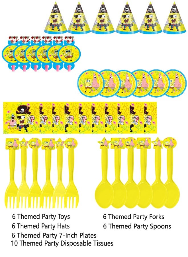 73Hours 40 Piece Spongebob Themed Birthday Party Disposable Supplies Set - Image 1