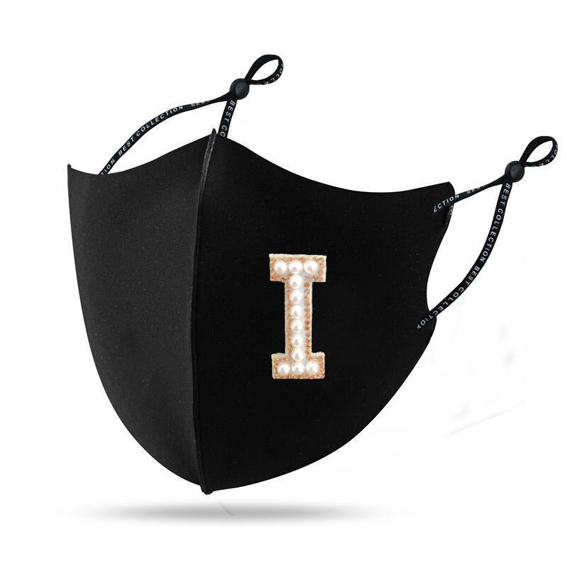 Pearl Diamond Mask Warm Mask Creative Personality Pearl Rhinestone Windproof Cloth Mask - Image 1