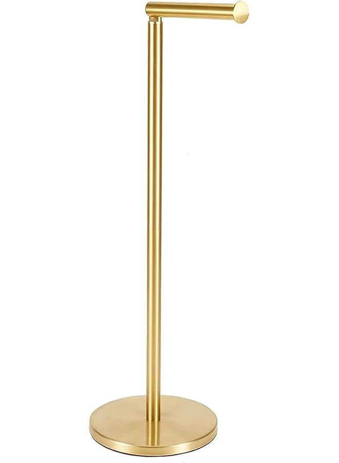 Toilet Paper Holder, Free Standing Toilet Roll Holder, Toilet Paper Storage Stand for 3-4 Rolls with Heavy Base, Toilet Tissue Holder Stand for Bathroom (Gold)