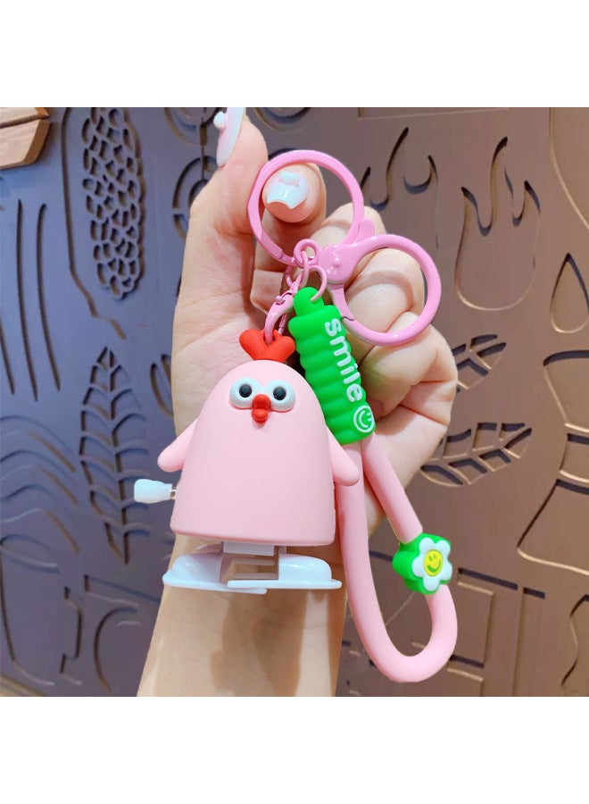 Creative Cartoon Internet Red Coil Chicken Children's Toy Keychain Cute School Bag Pendant Key Chain Small Gift