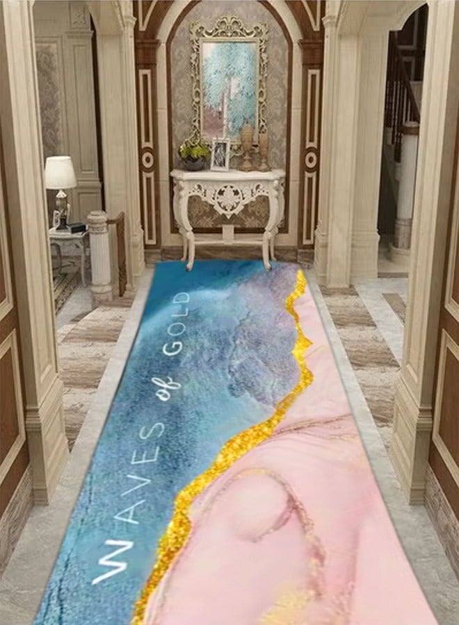 Raffine Modern Creative Beach Theme Design Non Skid Super Absorbent Soft Microfiber Floor Rug Welcome Mat for Corridor Entryway Carpet 195x80 cm - Image 2
