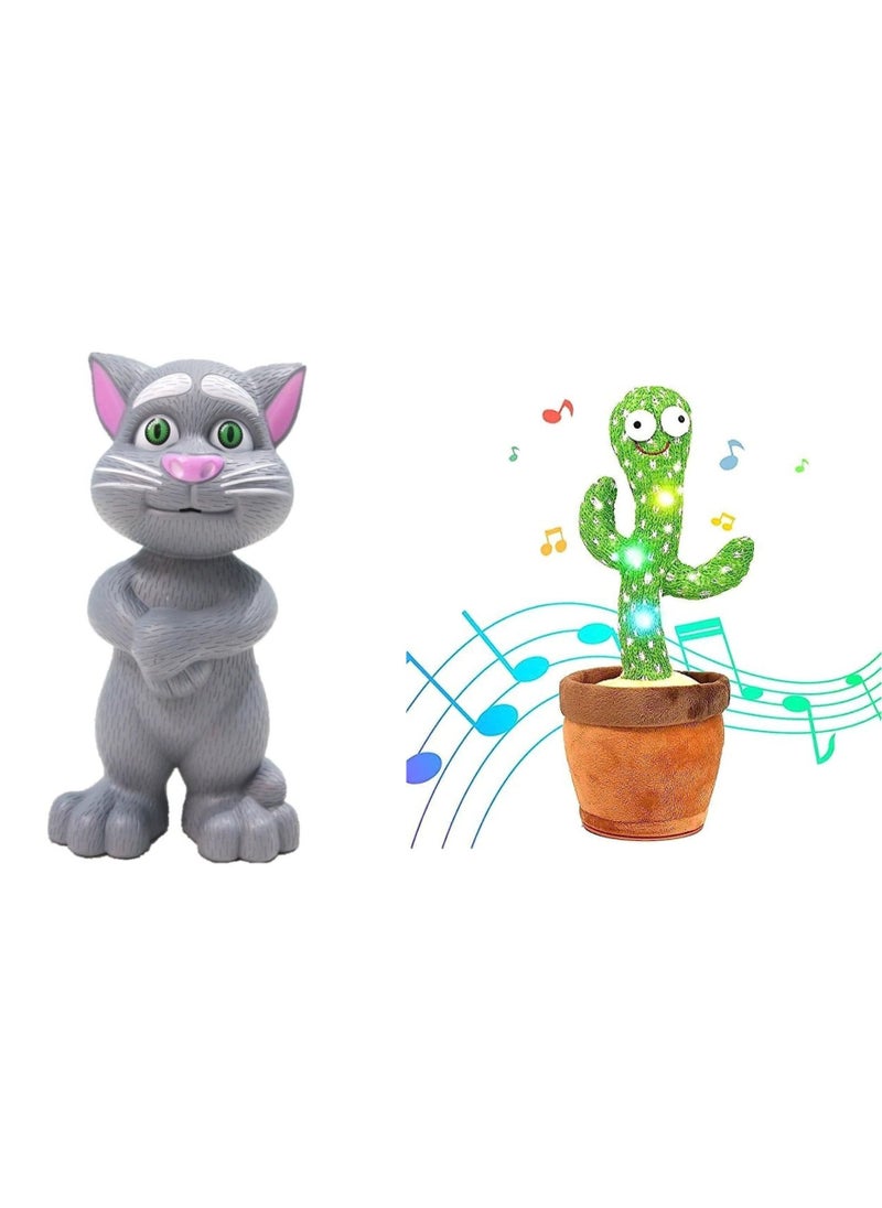 TOY GARDEN Intelligent Talking Tom Cat with Recording, Music, Story & Touch Functionality, Wonderful Voice with Stories & Songs Electronic Dancing Cactus Toys, Talking, Wriggle & Singing, Recording & Repeat What You Say & Interactive Toys,Best Gift for Your Baby or Kids  - Image 1
