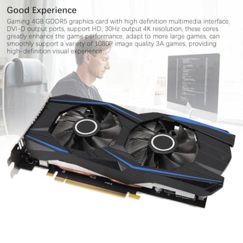 Gaming PC and video production: 4GB GDDR5 graphics card with 128-bit PCI Express 3.0, dual-fan cooling, DVI output, 1140MHz GPU clock, 4K support - Image 2