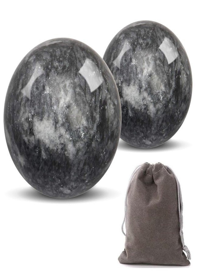 Hmsddan Traditional Chinese Baoding Balls, Marble Health Exercise Stress Relief Balls, Dark Grey, 2-Piece Set (Dark Grey, Medium-1.57") - Image 1