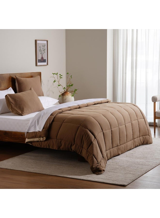 Pan Home Down Alternative 2-piece Reversible Comforter Set 150x220cm - Beige Brown - Image 4