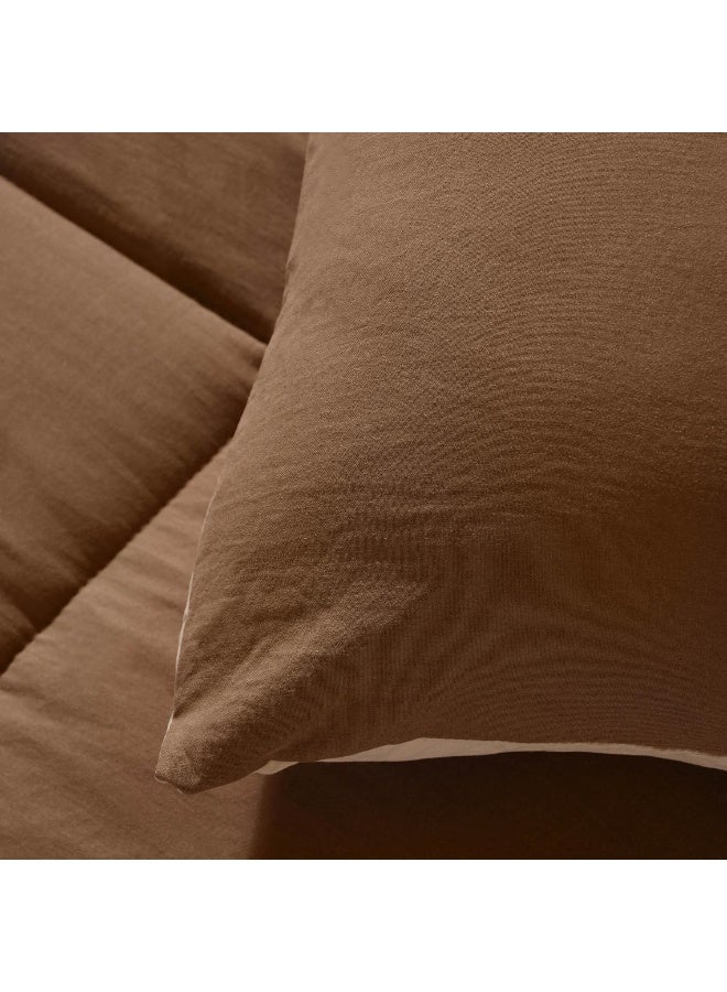Pan Home Down Alternative 2-piece Reversible Comforter Set 150x220cm - Beige Brown - Image 3