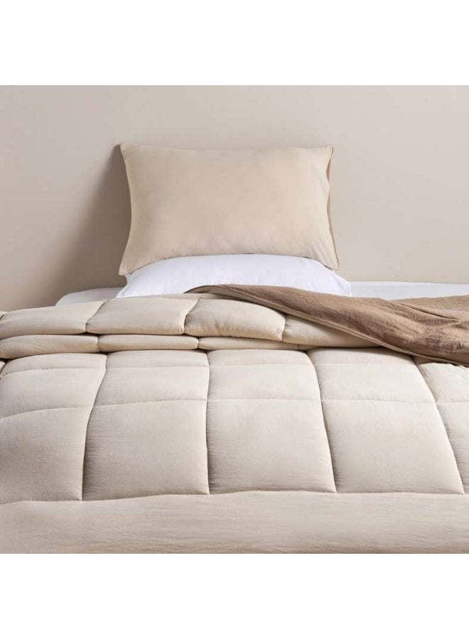 Pan Home طقم لحاف قابل للعكس من قطعتين 150X220 سم - بيج وبني - Image 3